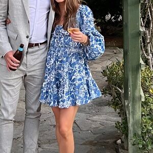 Blue mini long sleeve dress